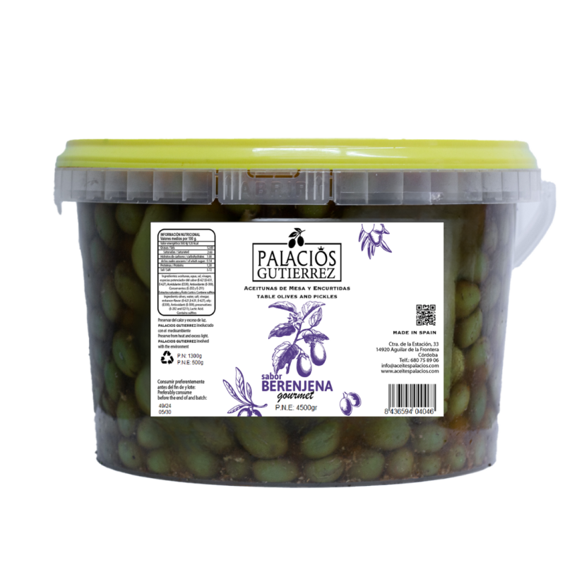ACEITUNAS PARTIDAS SABOR BERENJENA 4500gr ACEITUNAS PARTIDAS SABOR BERENJENA 4500gr
